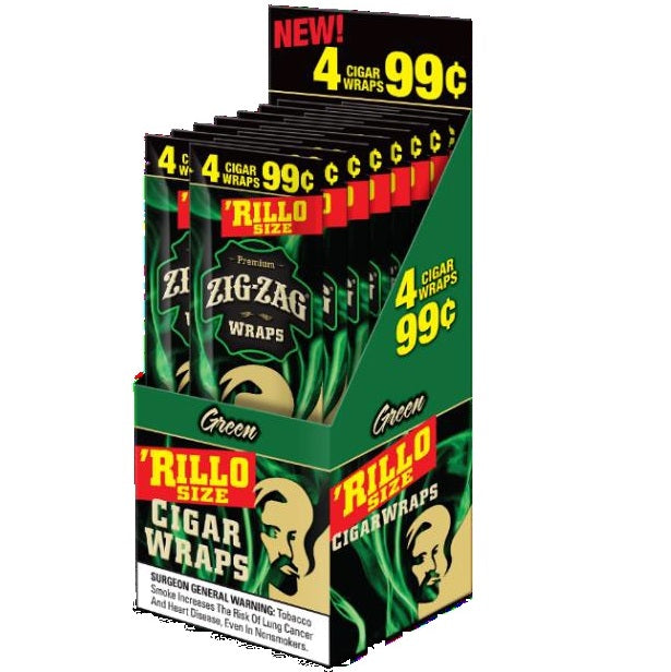 ZIG-ZAG 4-$0.99 CIGAR WRAPS RILLO GREEN