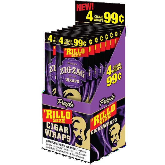 ZIG-ZAG 4-$0.99 CIGAR WRAPS RILLO PURPLE