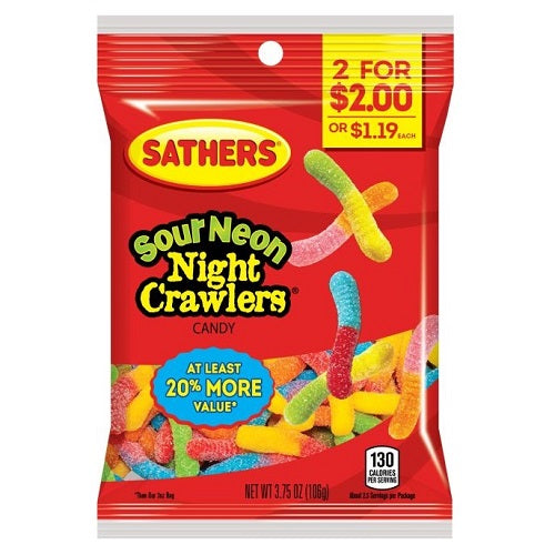 SATHERS 2/$2 SOUR NEON NIGHT CRAWLERS