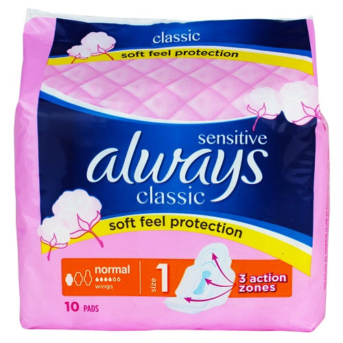 ALWAYS CLASSIC SENSITIVE PADS 10X16