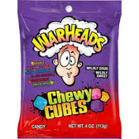 PEG BAG WARHEADS SOUR CHEWY CUBES